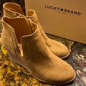 Lucky Brand Yabba Wedge Suede Booties